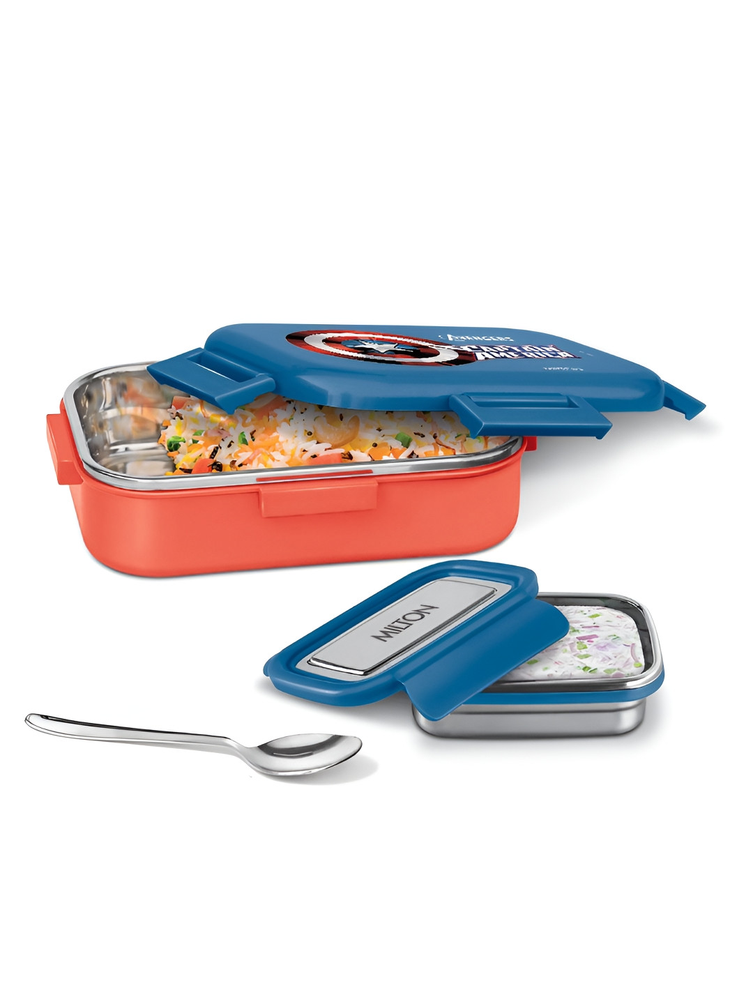 Milton Marvel Hugo Inner Steel Tiffin Box with Steel Container, 700 ml Captain America