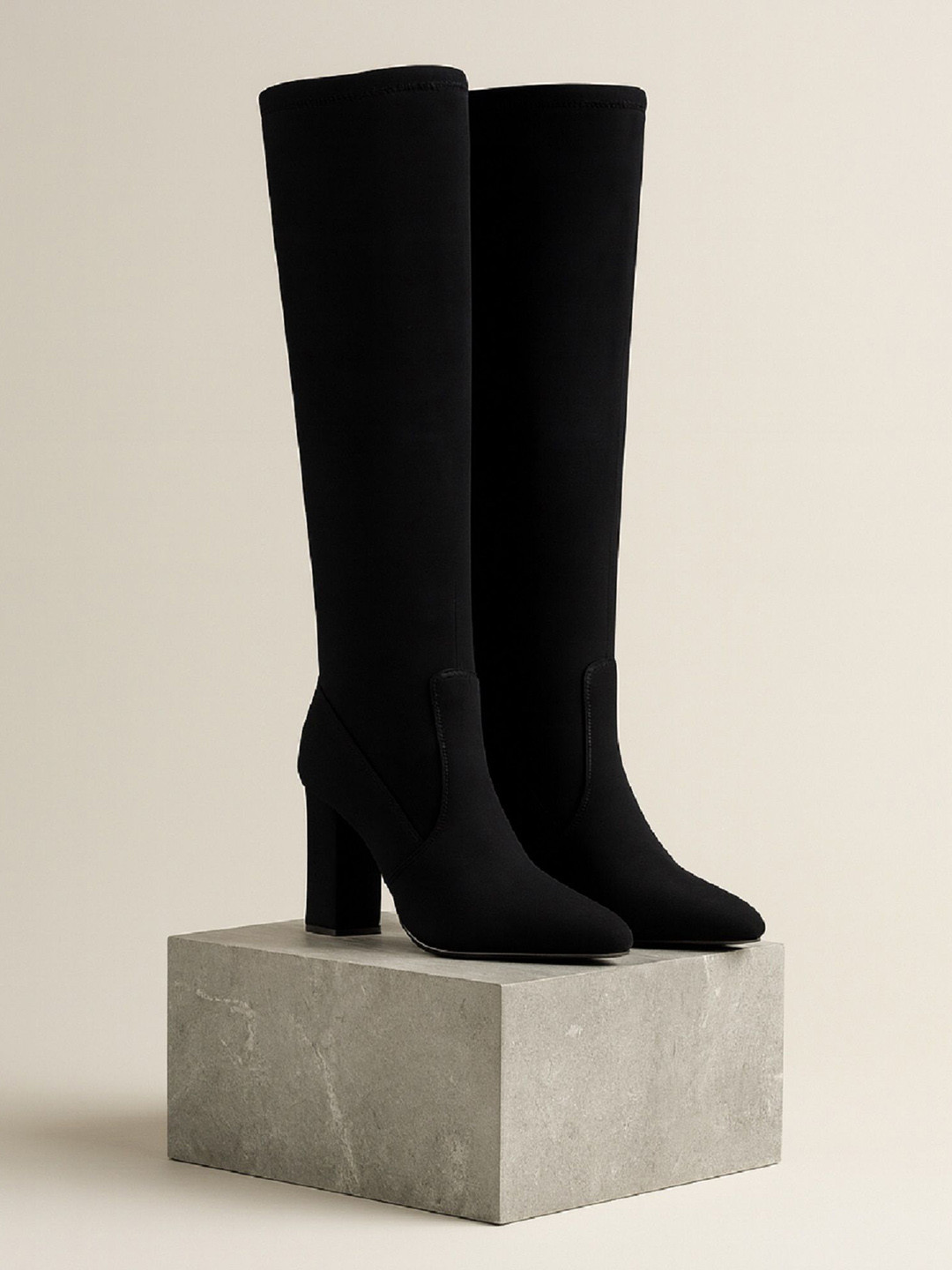 Bxxy Women High-Top Mesh Block Heel Boots