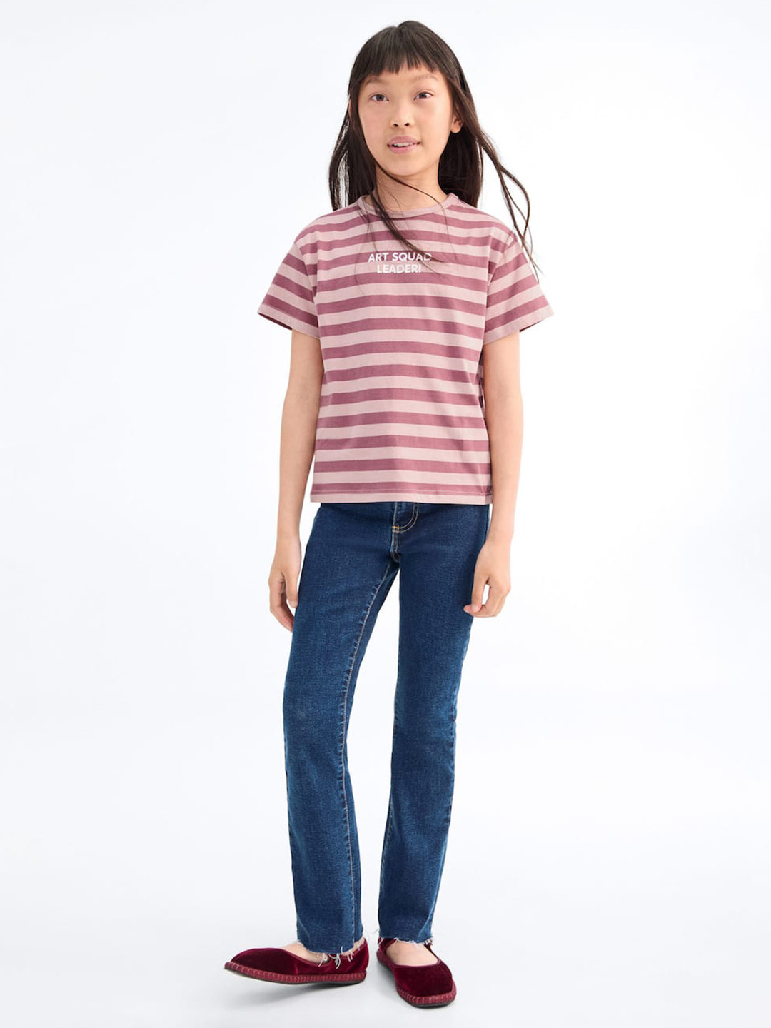 Mango Kids Girls Bootcut Frayed Hem Jeans