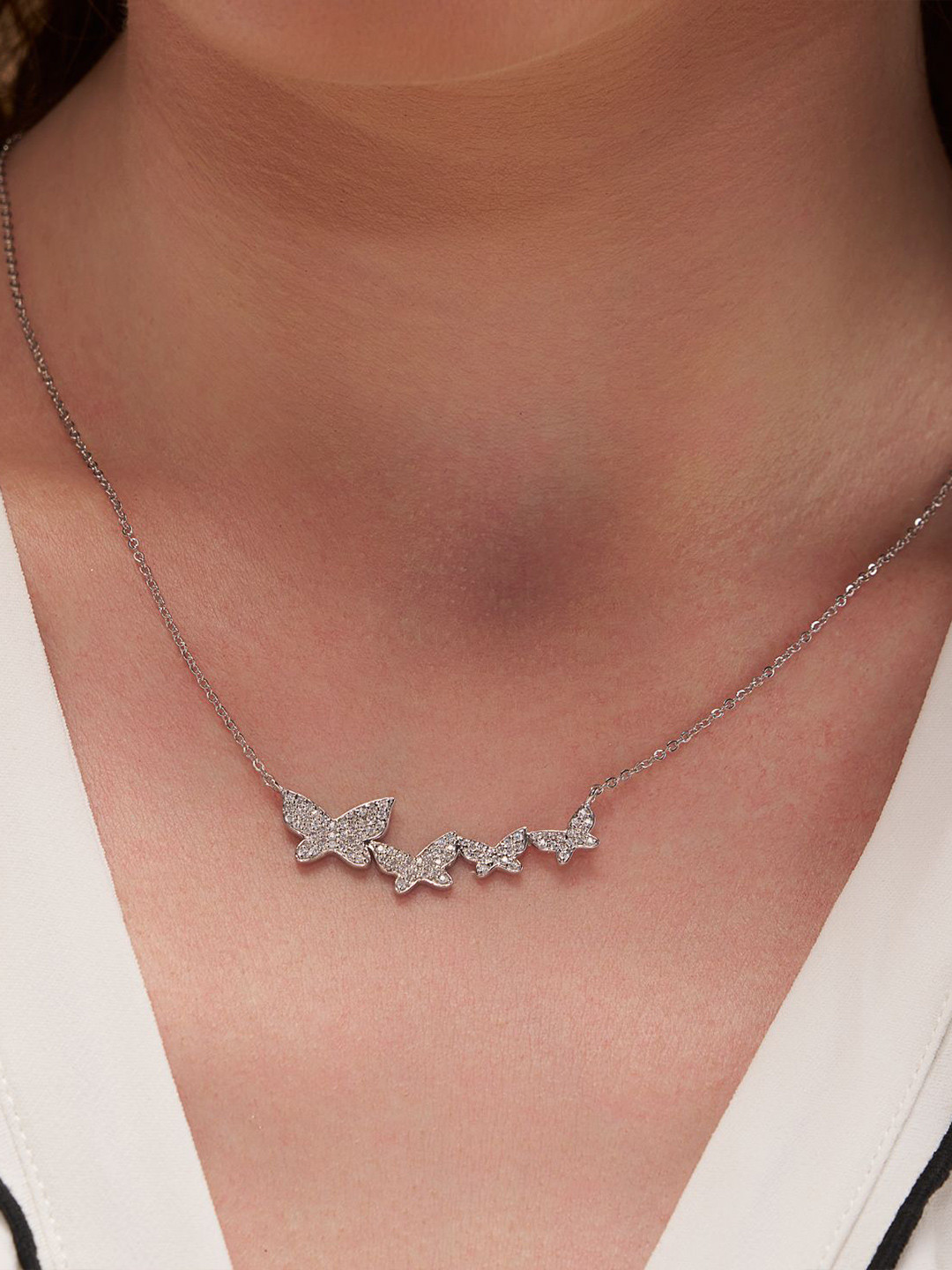 KYMEE 18K Gold Vermeil Artificial Stones Studded Butterfly Chain