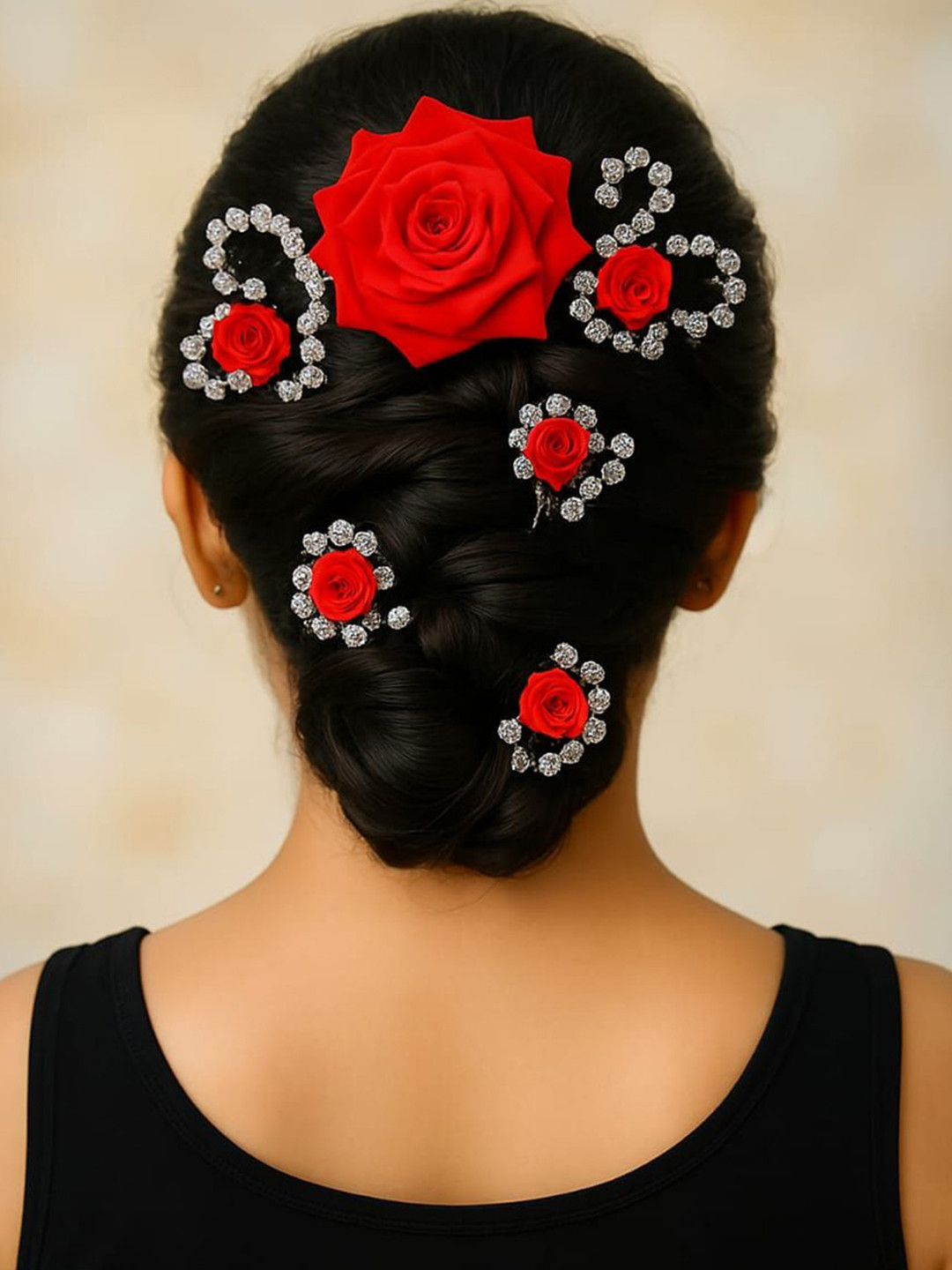 Bhoomi Artificial Stones Studded Floral Drip Hair Clip