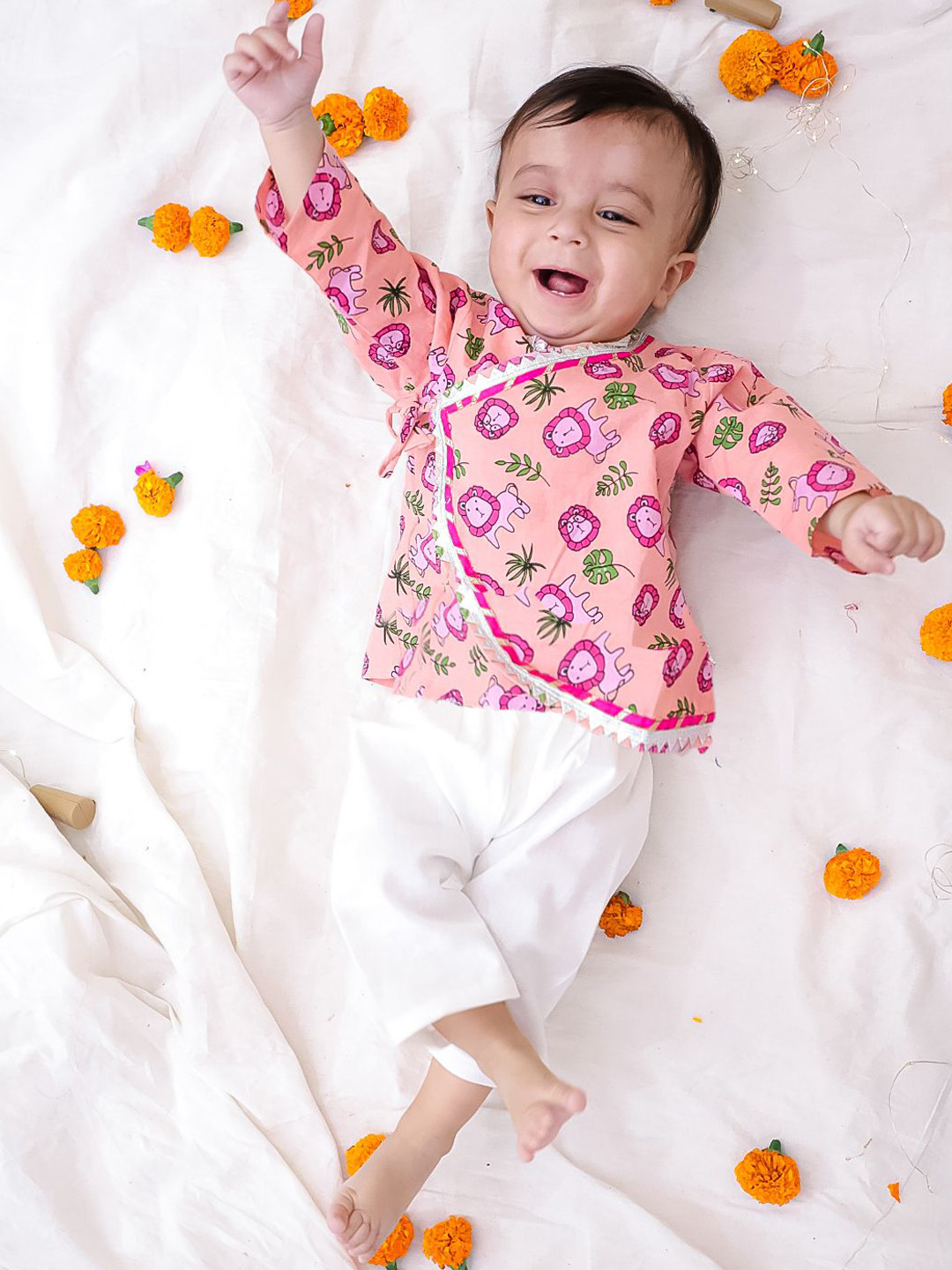 BownBee Boys Animal Printed Pure Cotton Kurta With Pyjamas