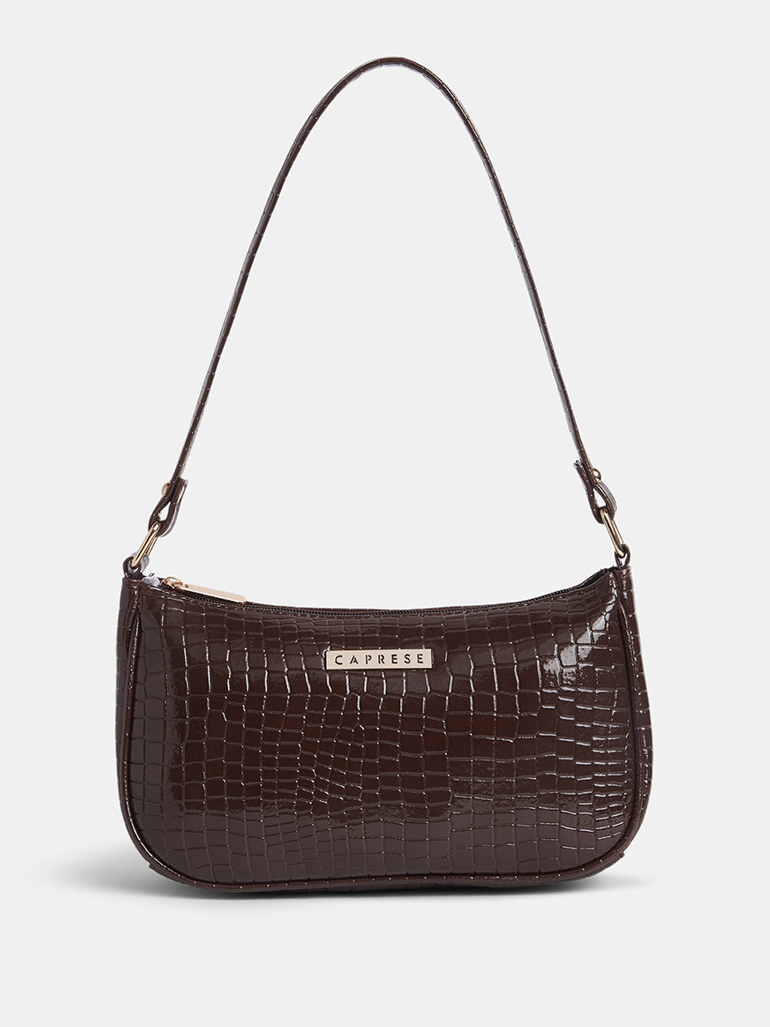 Caprese Animal Textured Baguette Shoulder Bag
