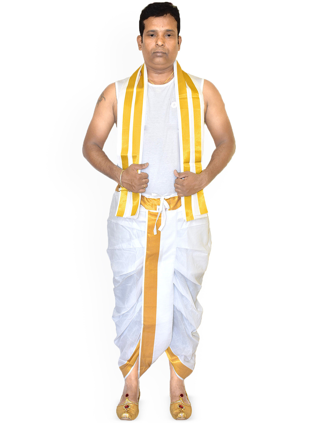 TUNI MANI Men Cotton Pocket Dhoti Pant with Towel
