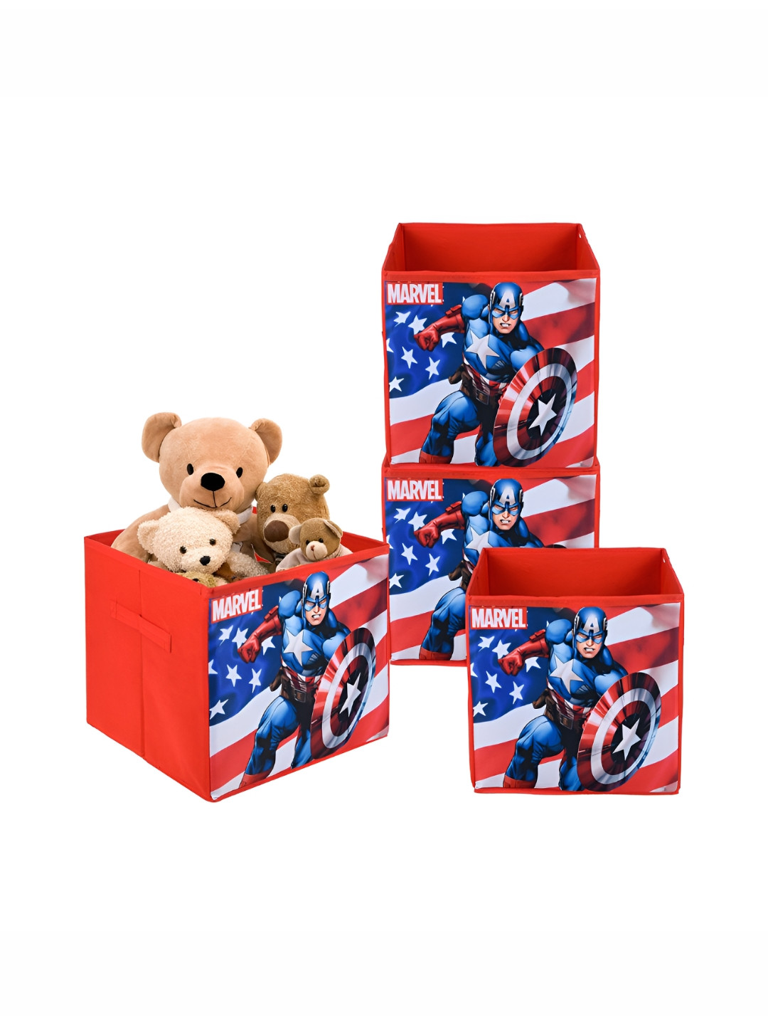 Aura Red & Blue 4 Pieces Marvel Captain America Printed Multi-Utility Organisers