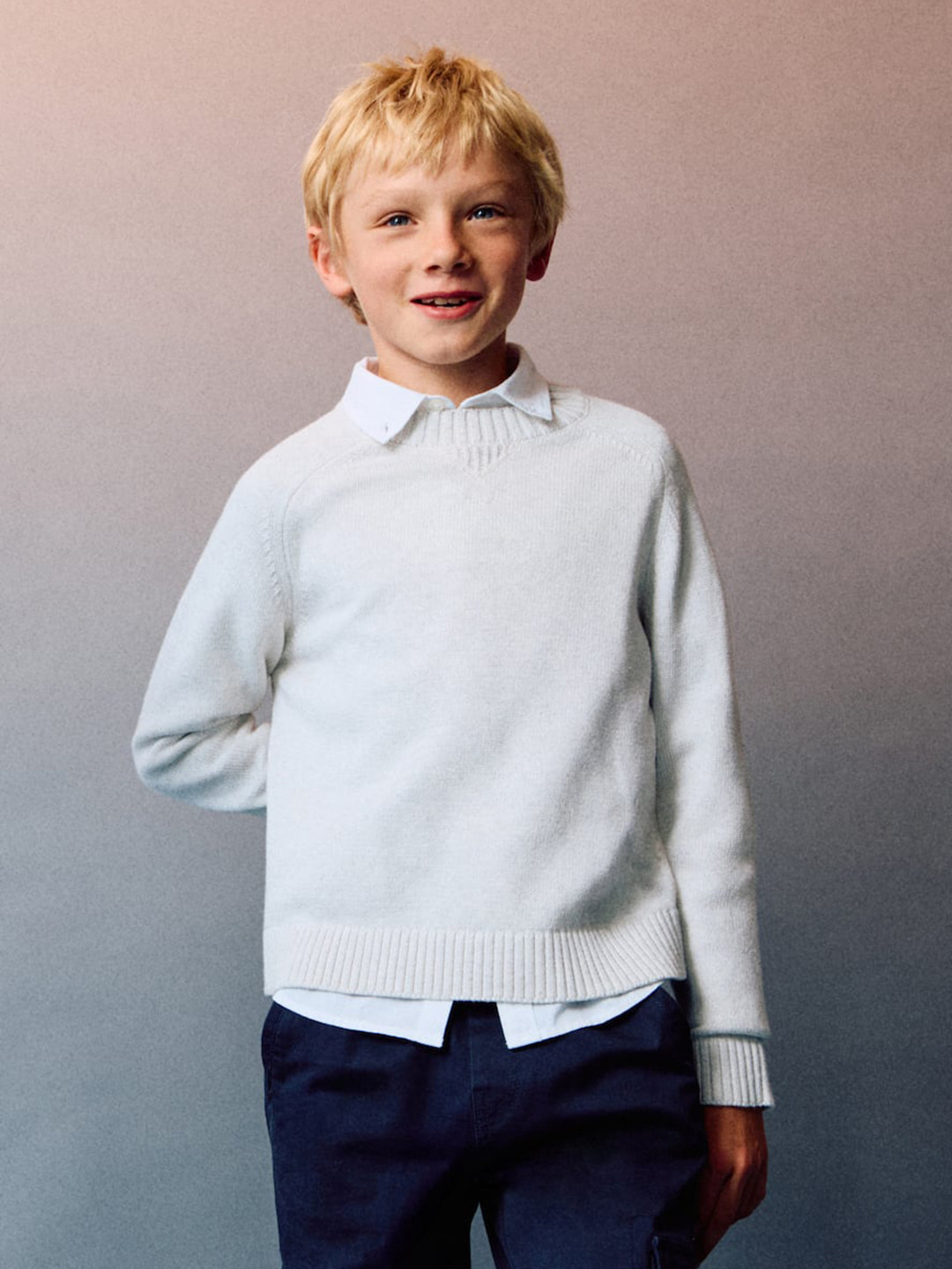Mango Kids Boys Round Neck Pure Cotton Sweater