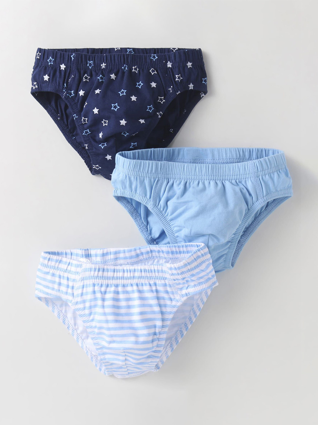 Honeyhap Boys Pack Of 3 PureCotton Knit Briefs with Stripes & Stars Print Briefs
