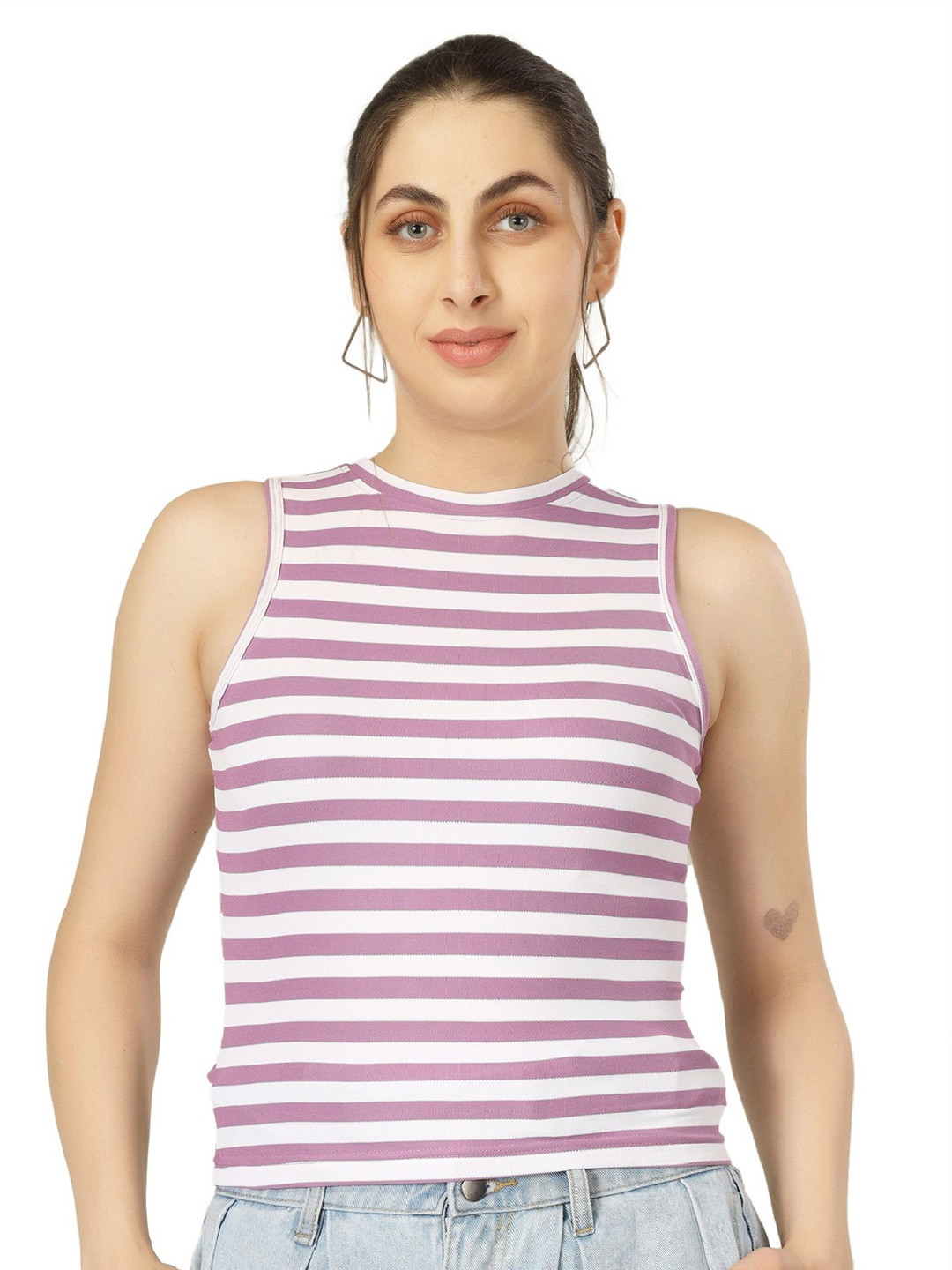 BLUEFICUS Women Horizontal Striped Tank Crop Top