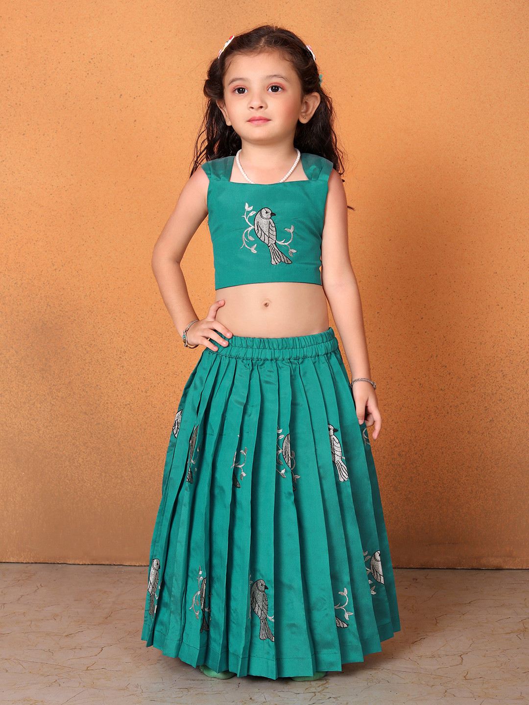 FELIZ THE DESIGNER STUDIO Girls Embroidered Cotton Ready to Wear Lehenga With Blouse