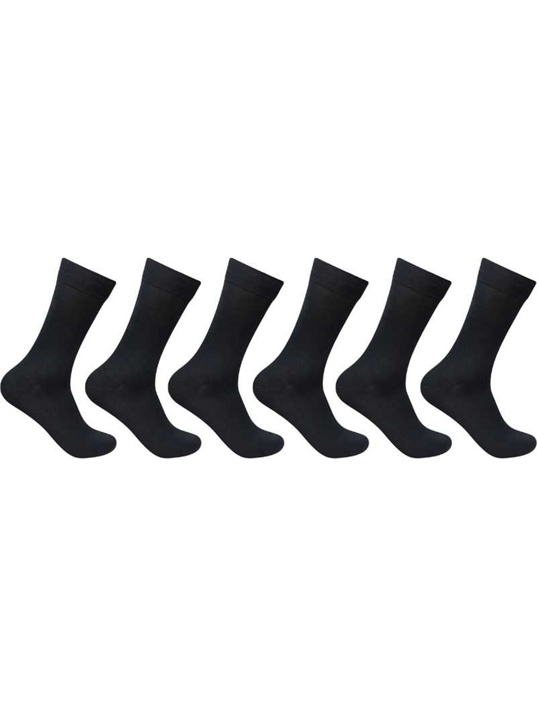 Akeeta Black Lycra Plain Long Socks (Pack of 6)