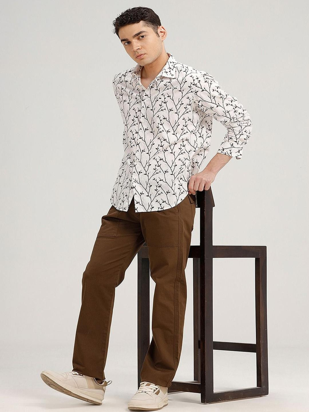 Basics Men Relaxed Mid-Rise Drift Fit Cotton Stretch Regular Trousers
