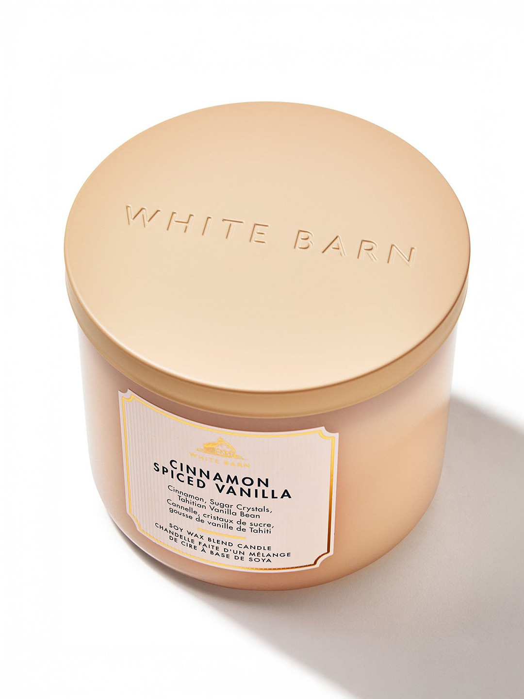 Bath & Body Works White Barn Cinnamon Spiced Vanilla Soy Wax Blend 3-Wick Candle - 411 g