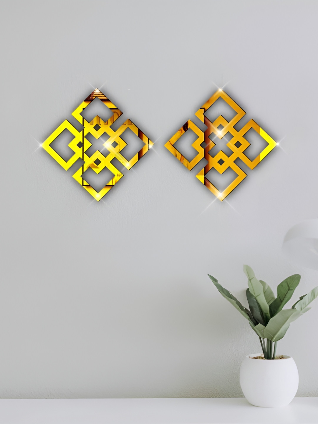 VAH Kya Bat Hai !! Set Of 2 Square Wall Hanging Home Decor Mirror Sticker