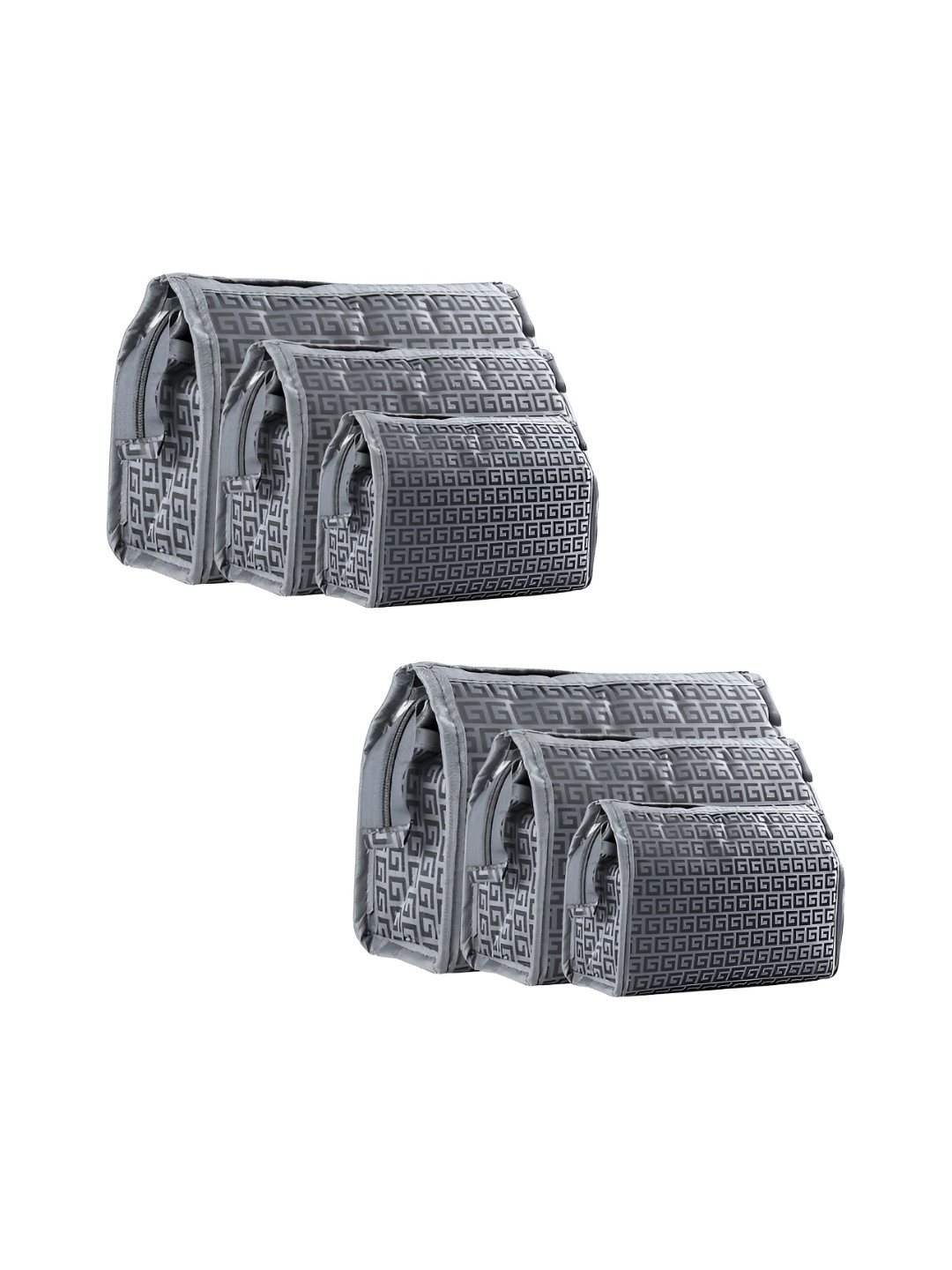 Aura Grey 6 Pieces Printed Pouch Makeup Bag Organisers