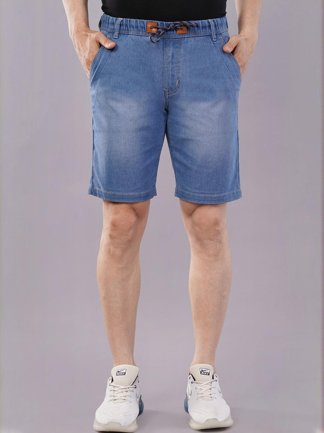 NIVASU Men Mid-Rise Washed Denim Shorts