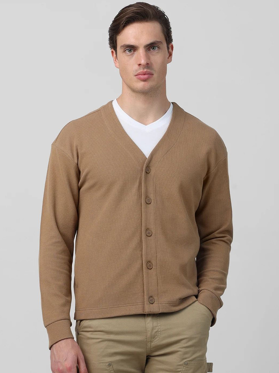 Mufti Men Full Sleeves Front-Open Sweaters