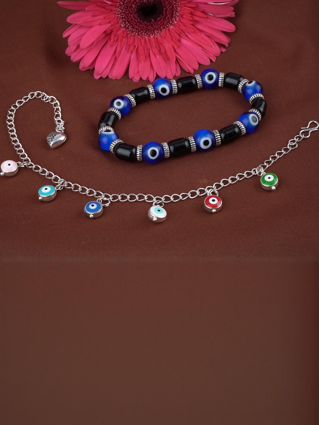 JFL - JEWELLERY FOR LESS Unisex Blue Brass Artificial Beads Bracelet