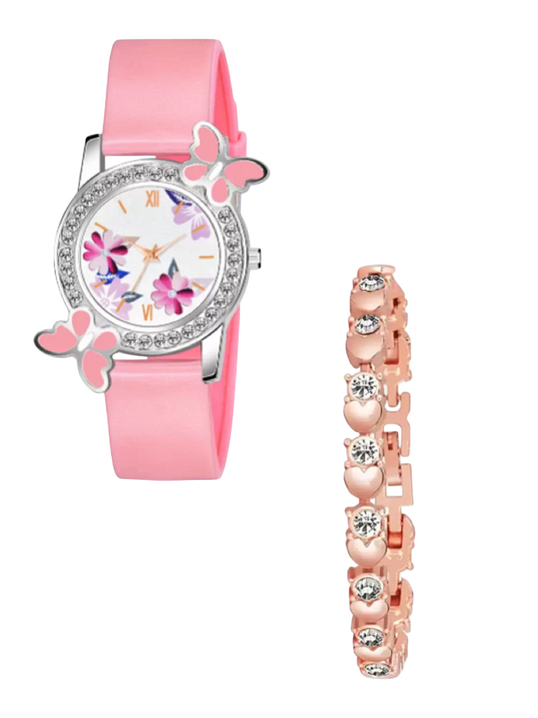 Miss Perfect Unisex Pack of 2 Printed Dial Watch & Bracelet HJ3