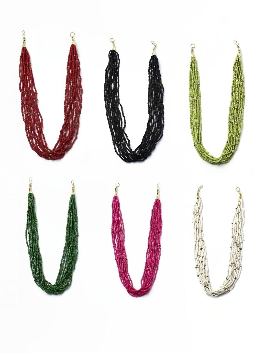 Grace Collections Women Set of 6 Brass Artificial Beads Necklace