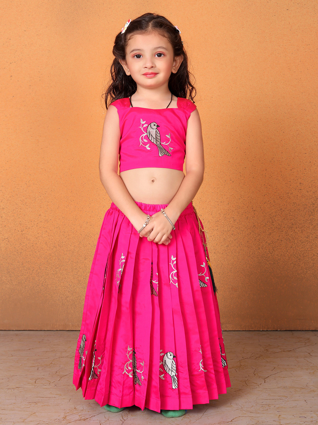 FELIZ THE DESIGNER STUDIO Girls Embroidered Ready To Wear Cotton Lehenga & Choli