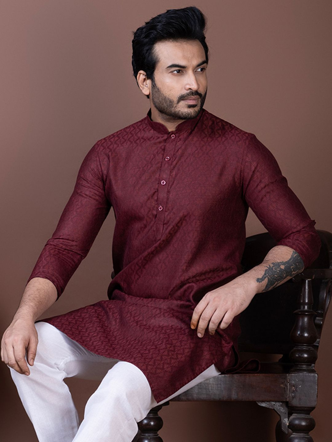 PulseIQ Men Festive Cotton Kurta