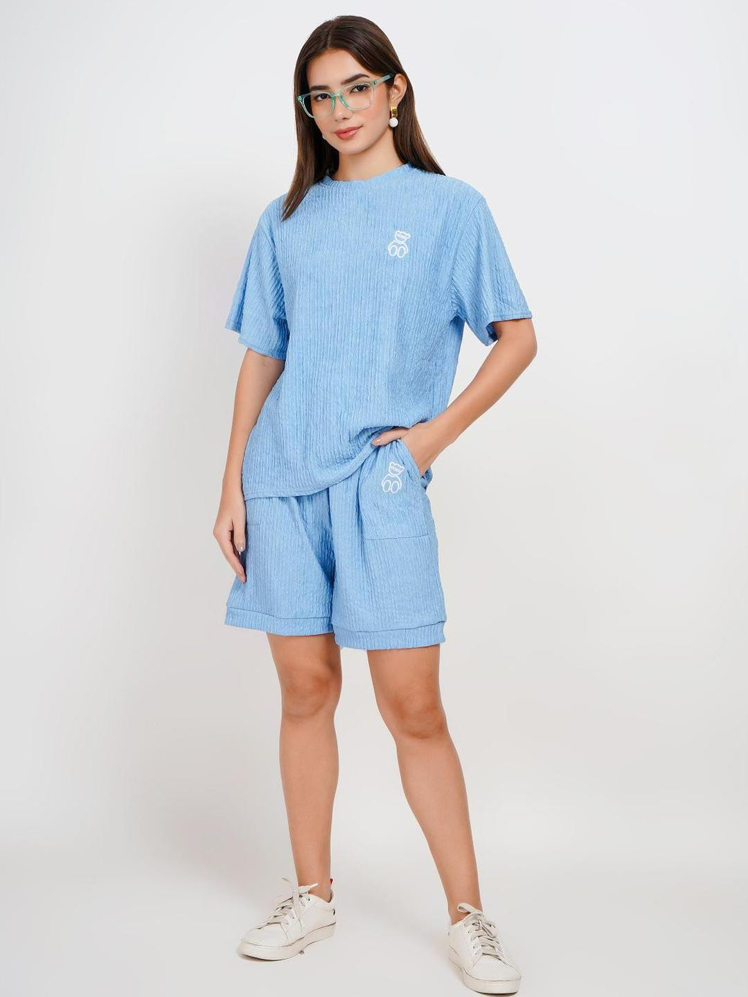 Stem Rope Round Neck Short Sleeves Co-Ords