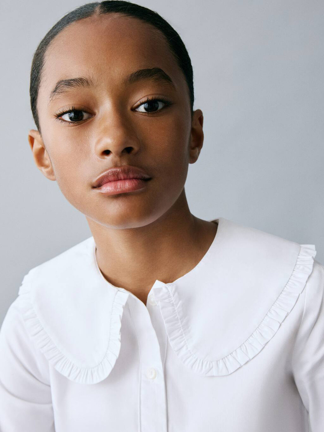 Mango Kids Girls Cotton Peter Pan collar Shirt