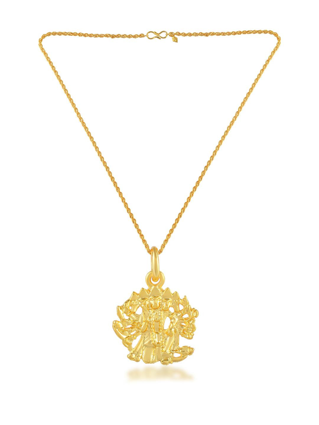 DZINETRENDZ Micron Gold Plated Panchmukhi Hanuman Bajrang Bali Pendant