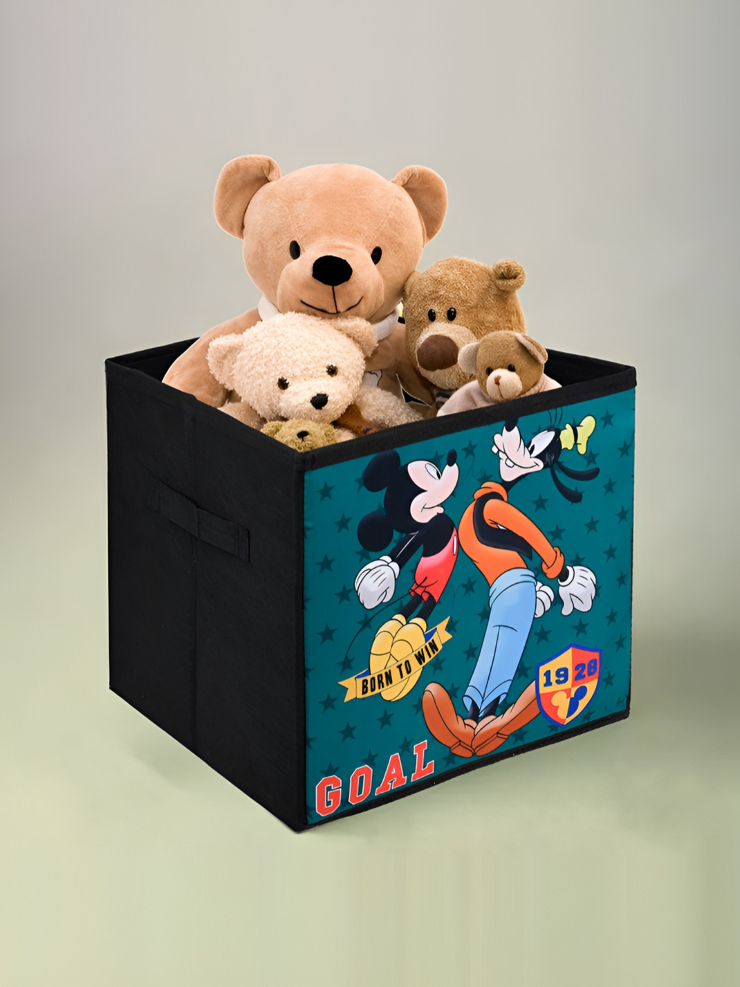 Aura Black & Green Goofy Printed Storage Box Organiser