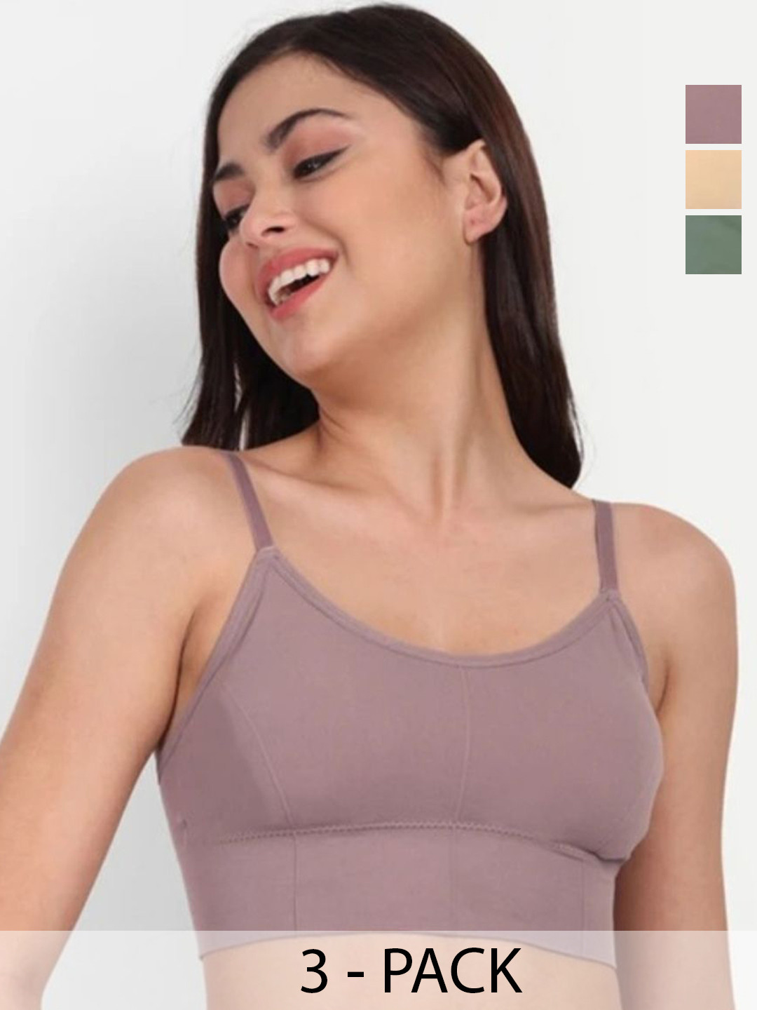 KAMINI Women Pack of 3 Full Coverage Removable Padding Non-Wired Bralette Bra