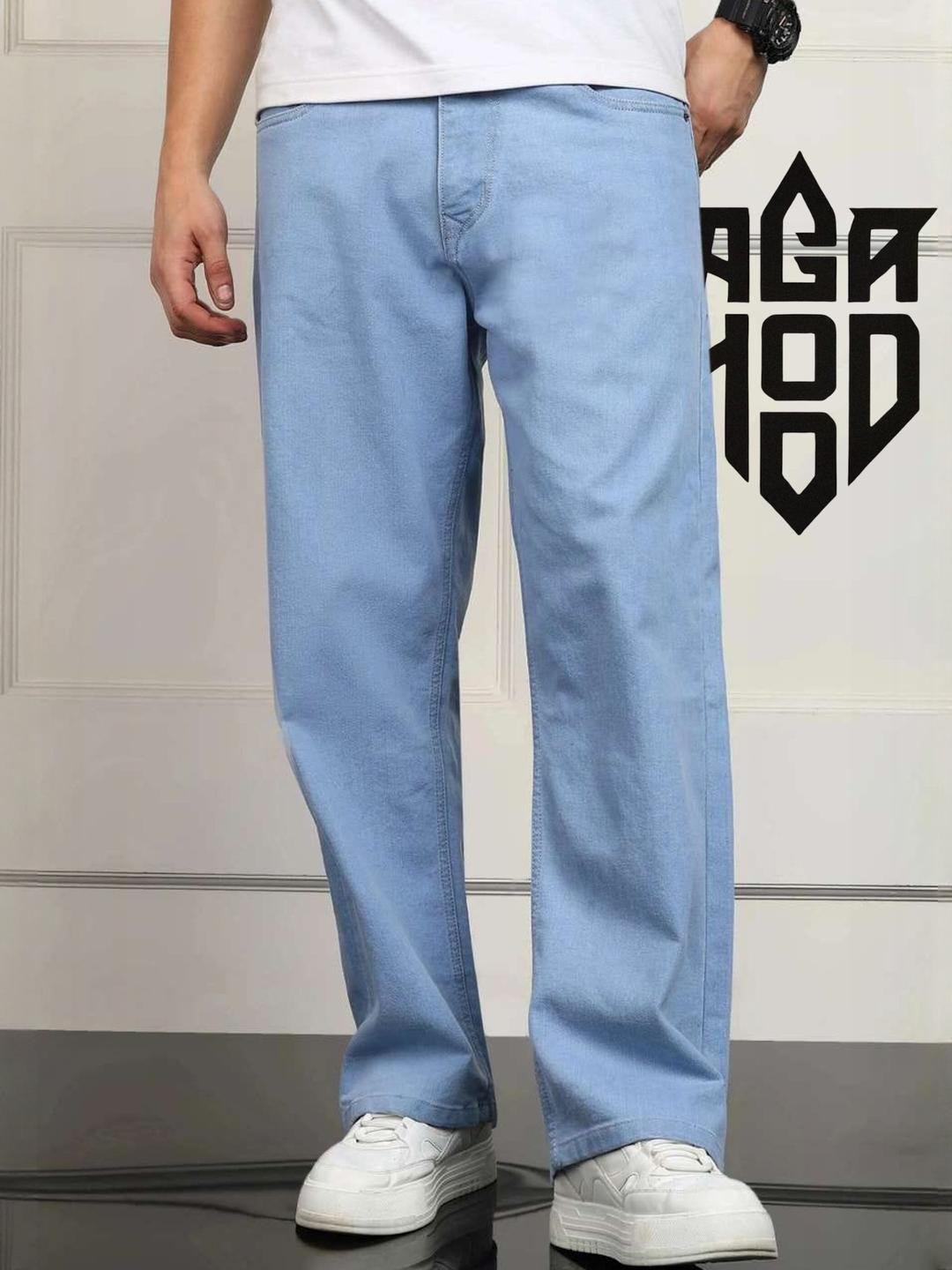 ANGERHOOD Men Straight Fit Mid-Rise Light Fade Jeans