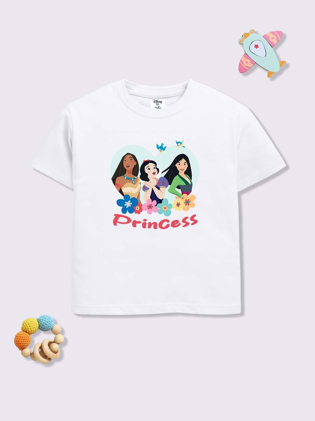 YK Disney Girls Printed Drop-Shoulder Sleeves T-shirt