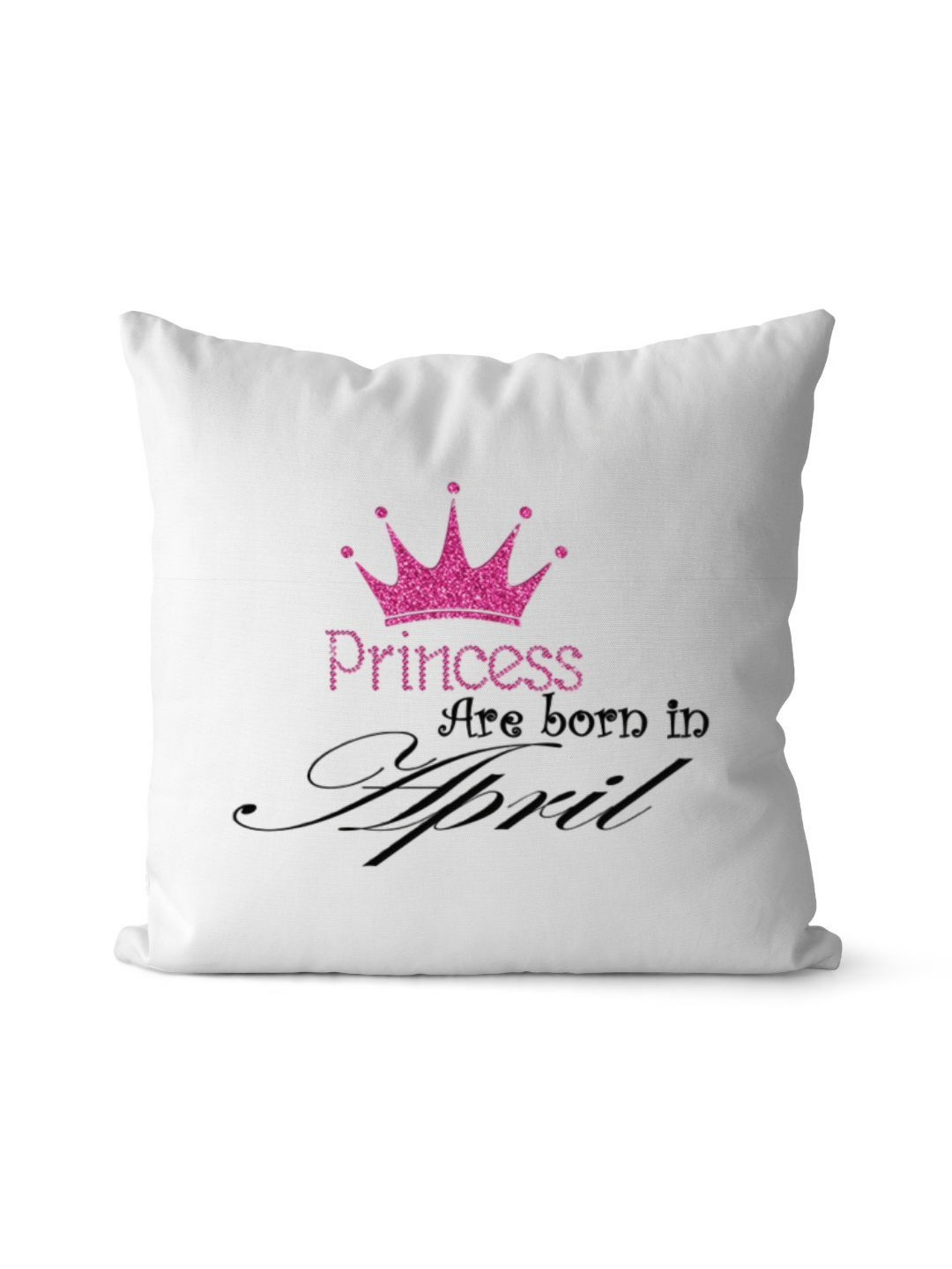 Loops n knots White & Black Princess Are Born In April Printed Pre-Filled Cushion