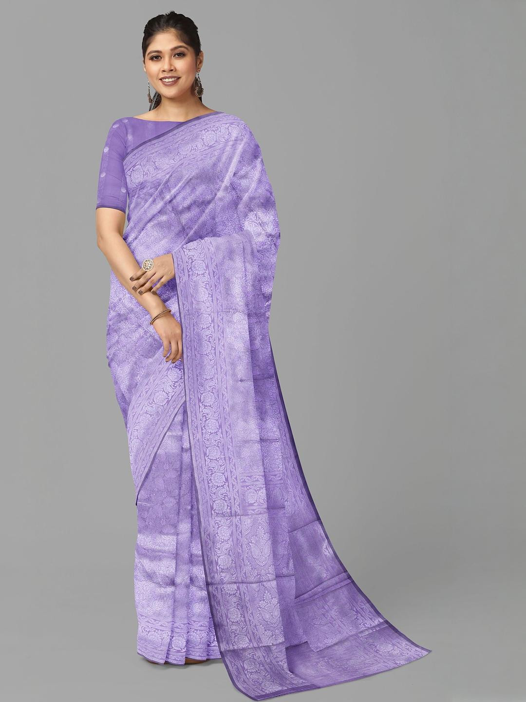 The Chennai Silks Ethnic Motifs Woven Zari Design Silks Bengali Garad Saree