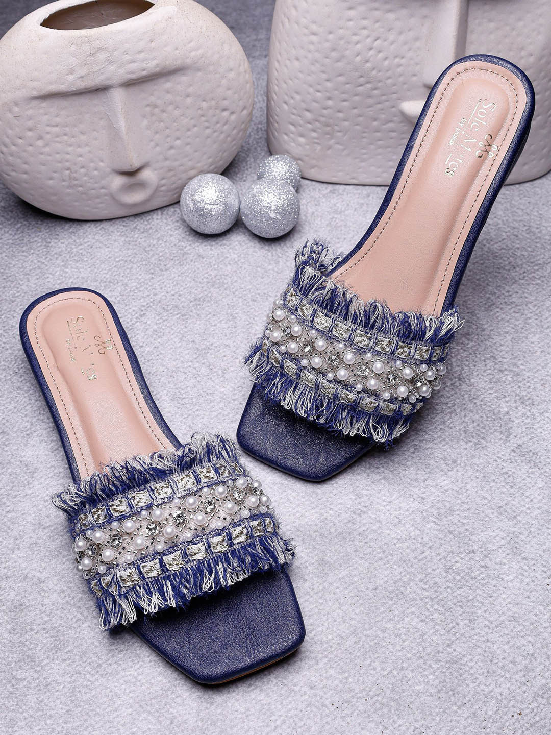 sole mates Women Embellished Party Open Toe Flats