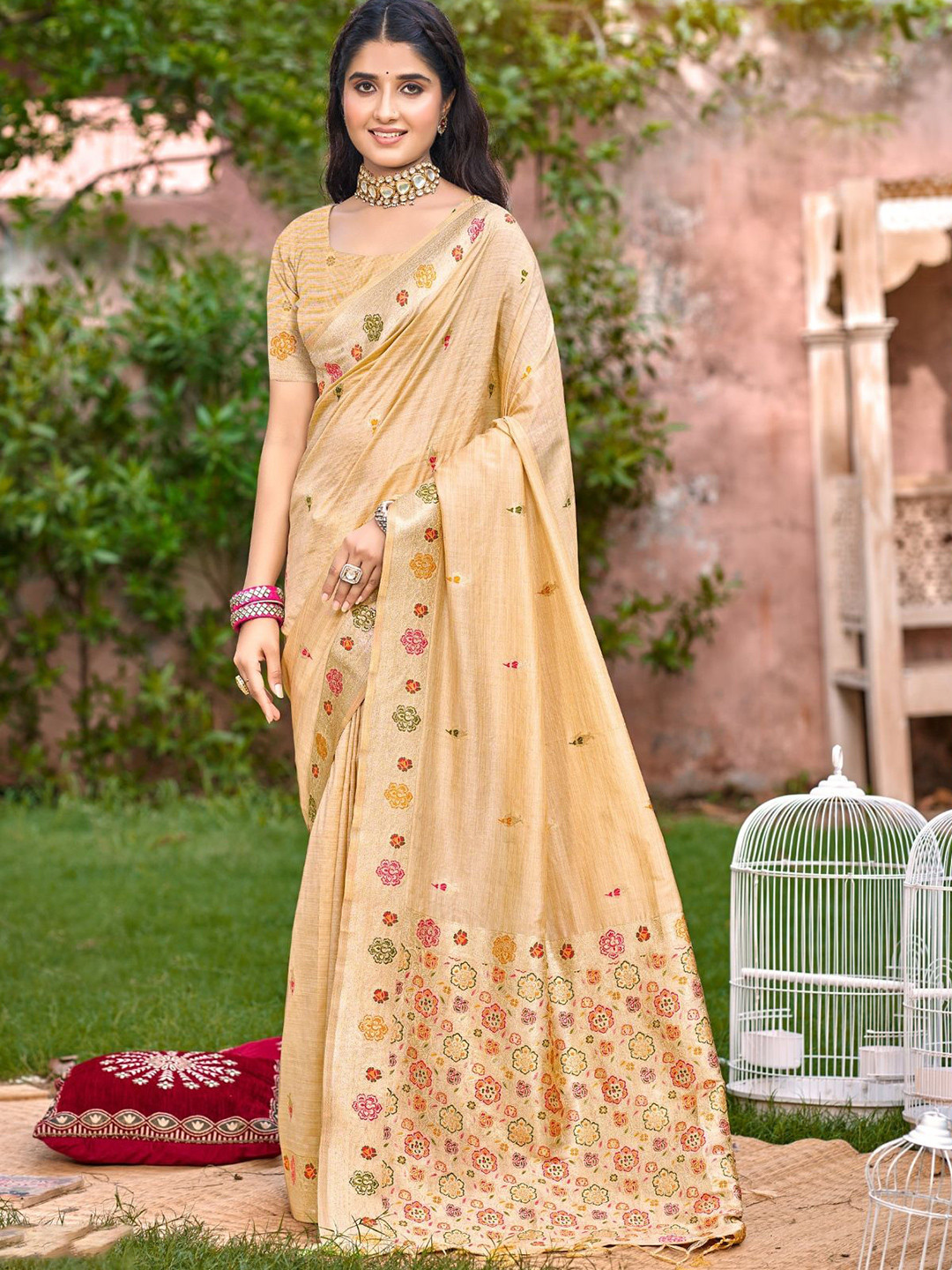 DEVATITHI Floral Assam Silk Saree