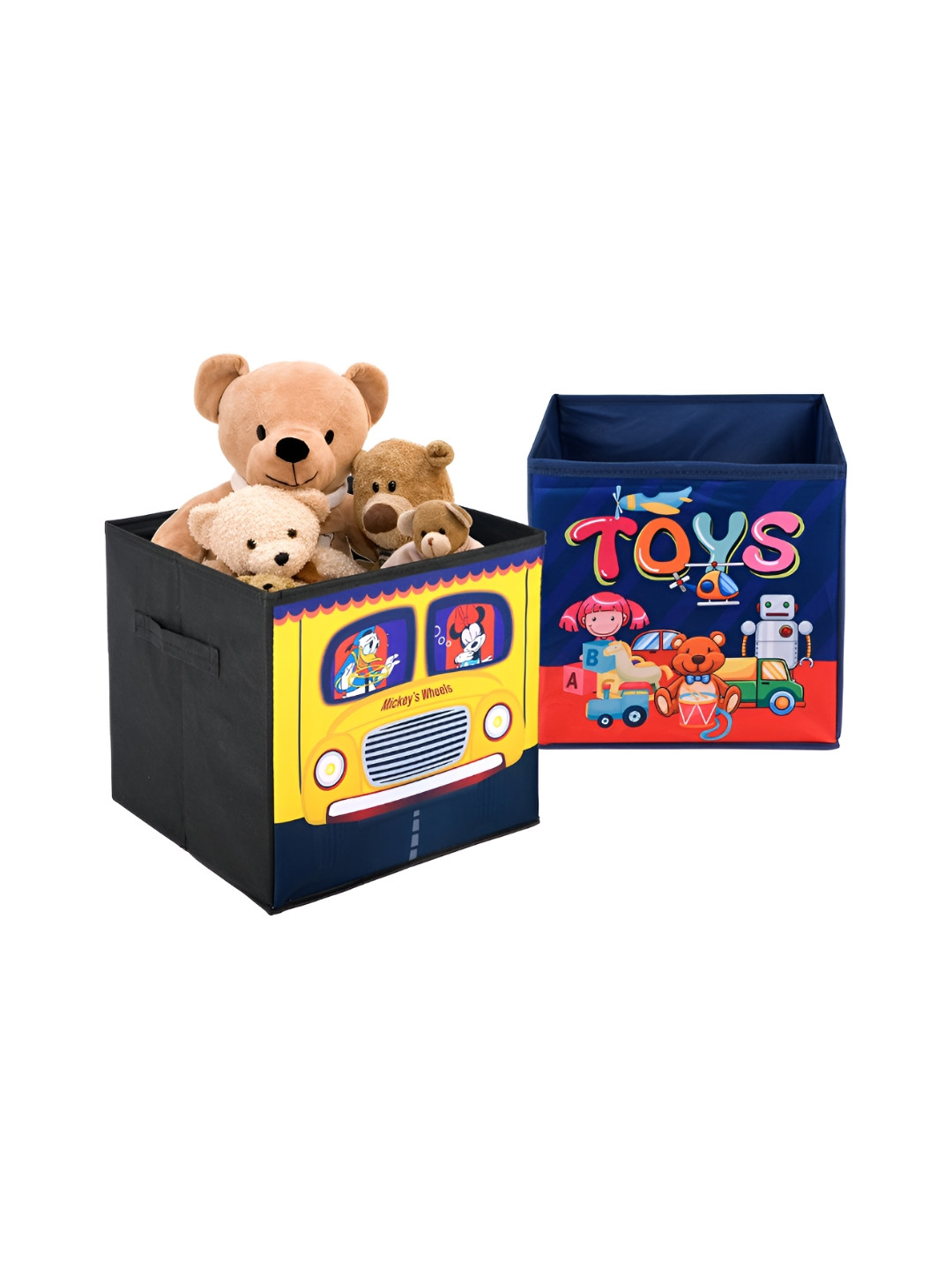 Aura Yellow & Navy Blue 2 Pieces Printed Storage Box Organisers