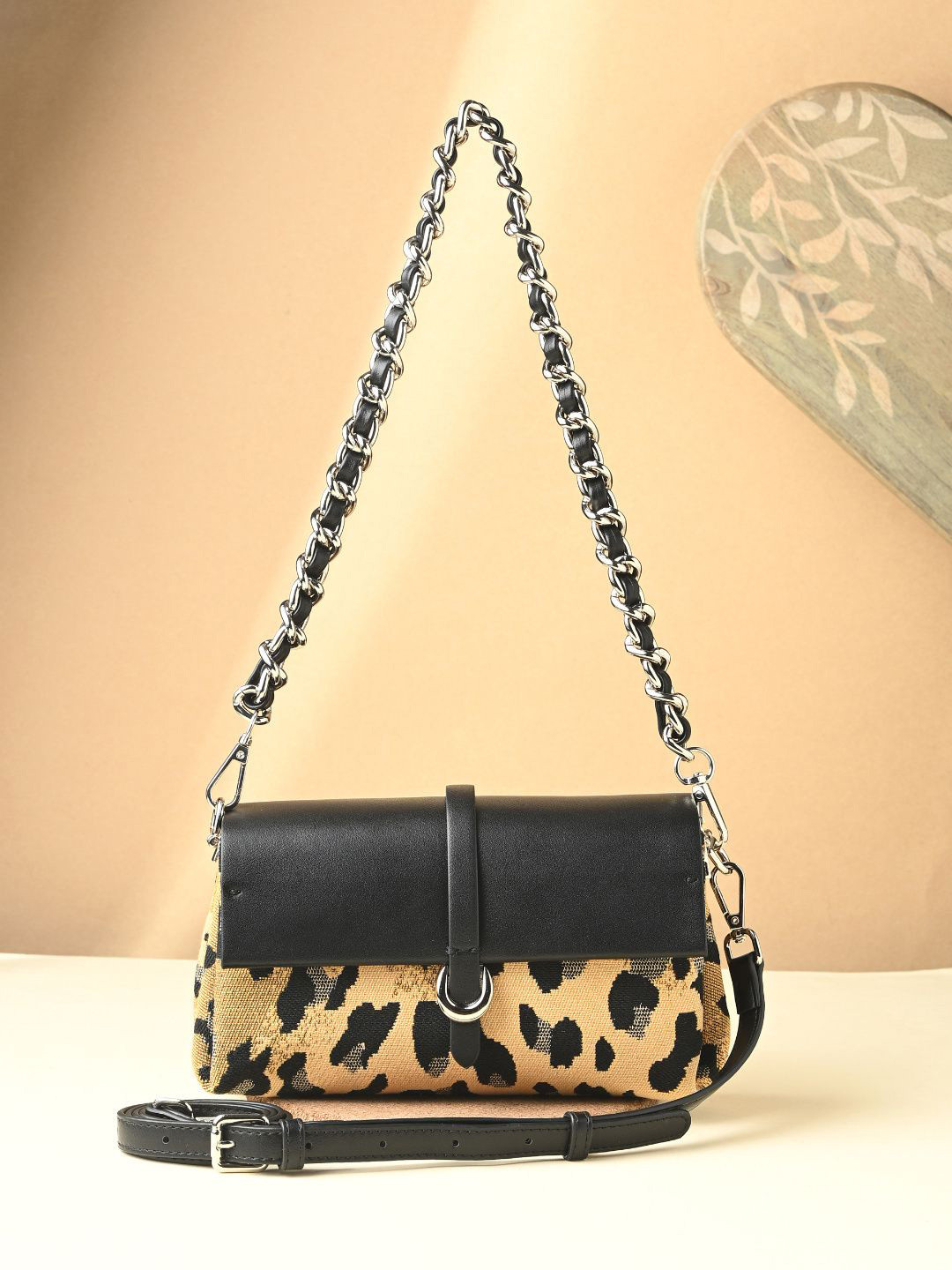 FEATHERS Women Animal Printed Structured Buckle Detail Sling Bag