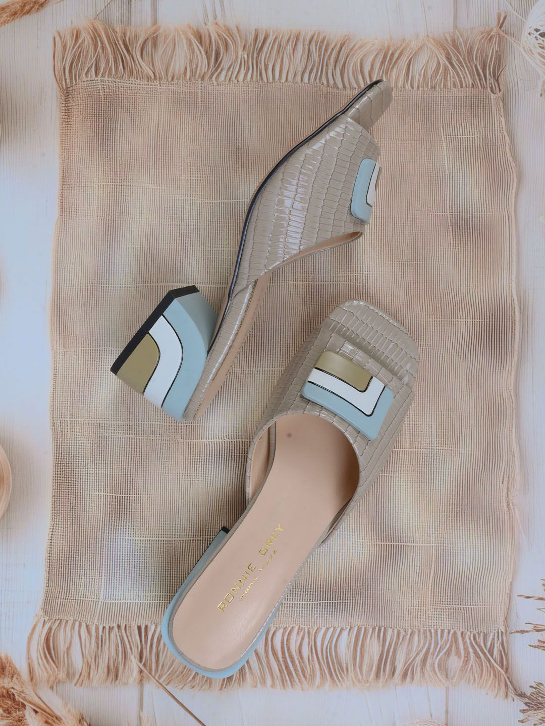 Ronnie Grey Women Colourblocked Block Heels Sandals