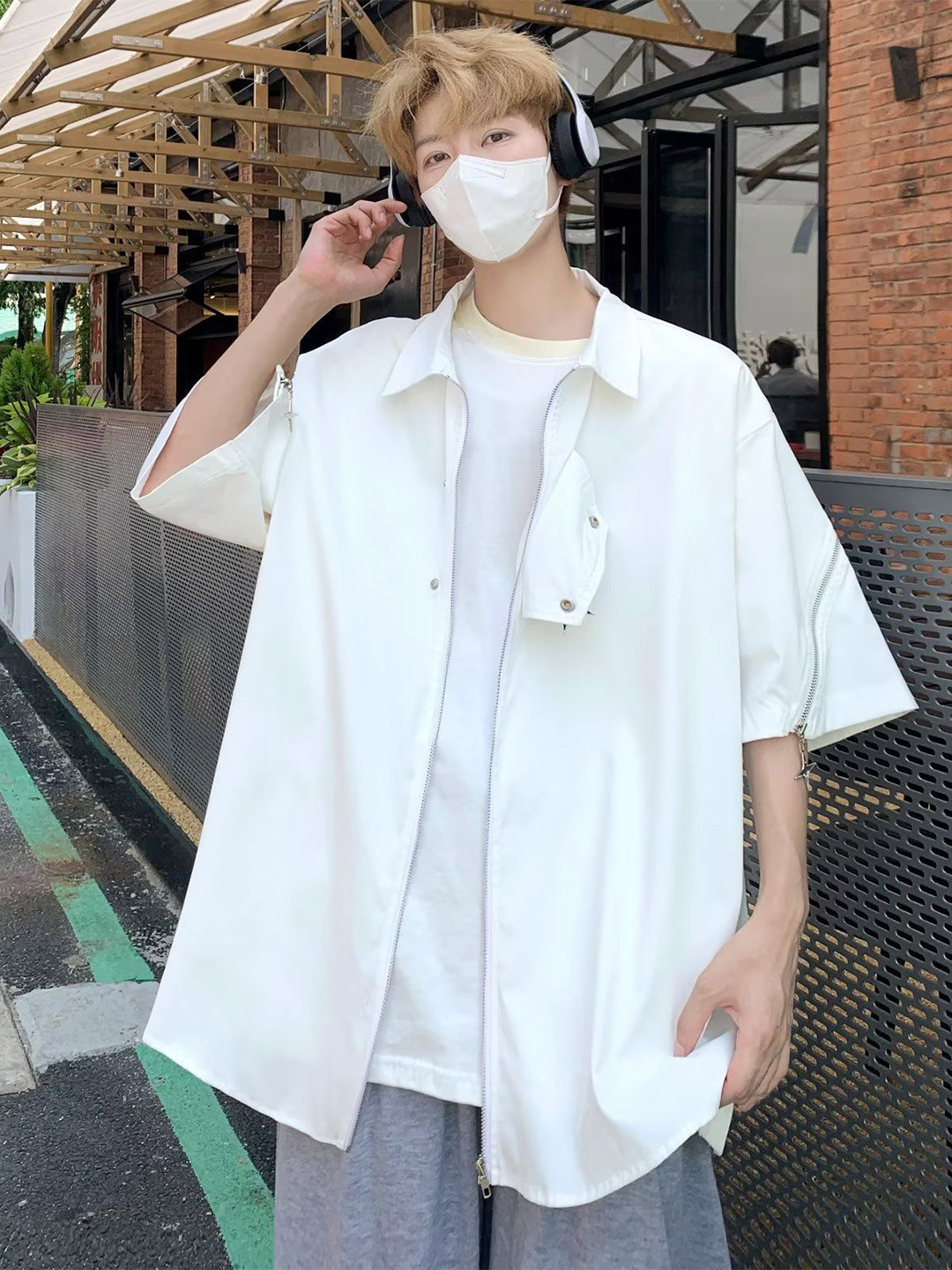 StyleCast x Revolte Men Cutway Collar Oversized Shirt