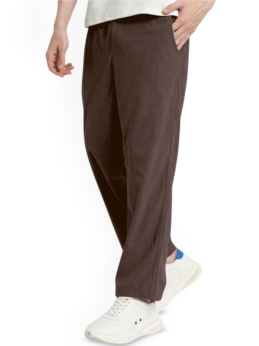 Urban Buccachi Men Self Design Mid-Rise Rapid-Dry Corduroy Track Pants