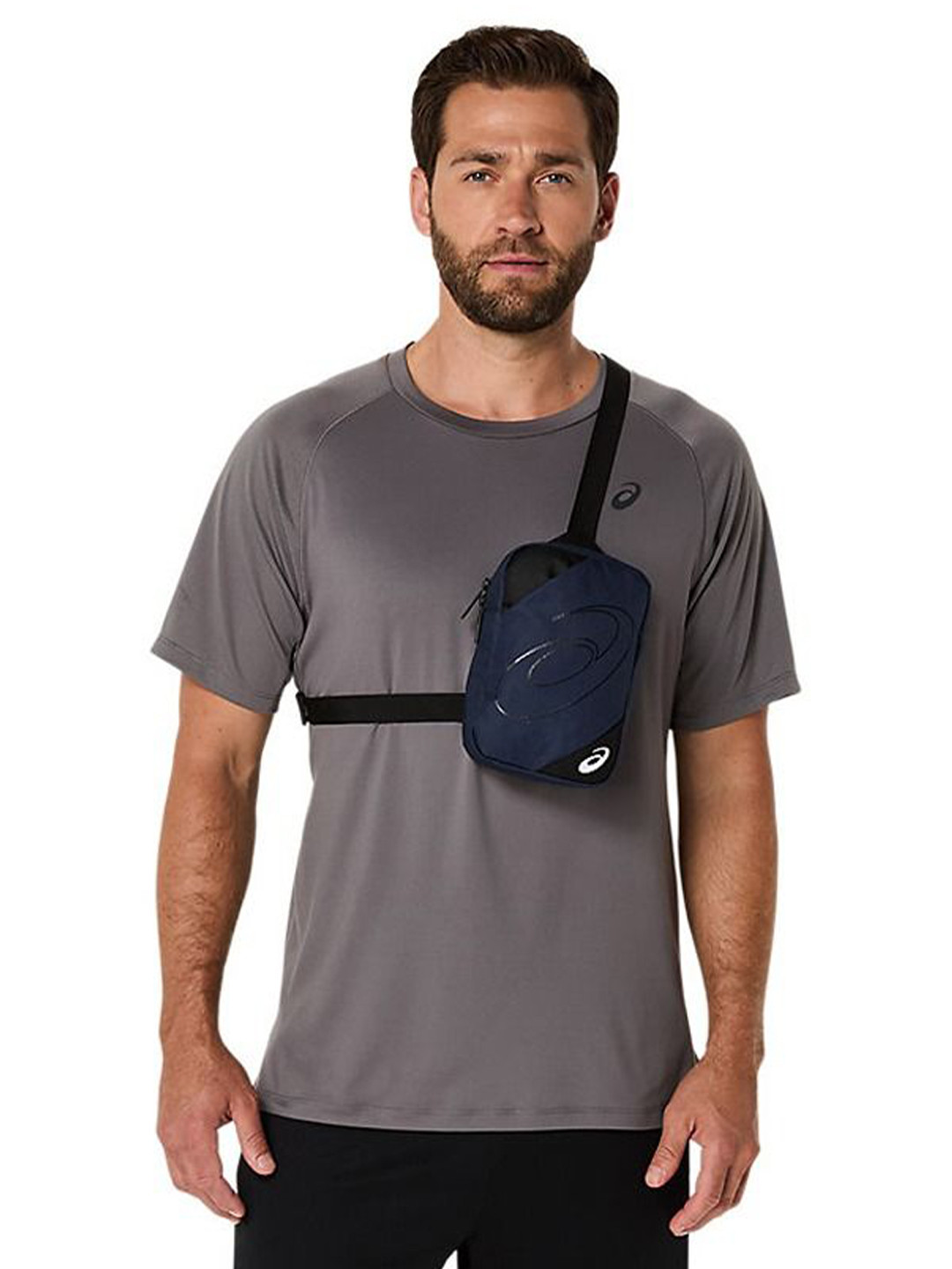 ASICS Men Blue Midnight Polyester Water Resistance Shoulder Pouch