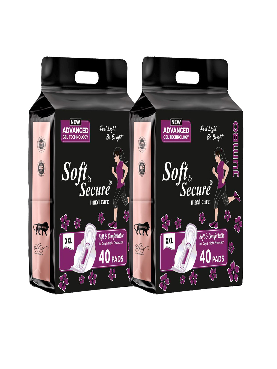 Soft & Secure Set Of 2 Dry Cover Maxi Pads - XXL - 40Pcs Each