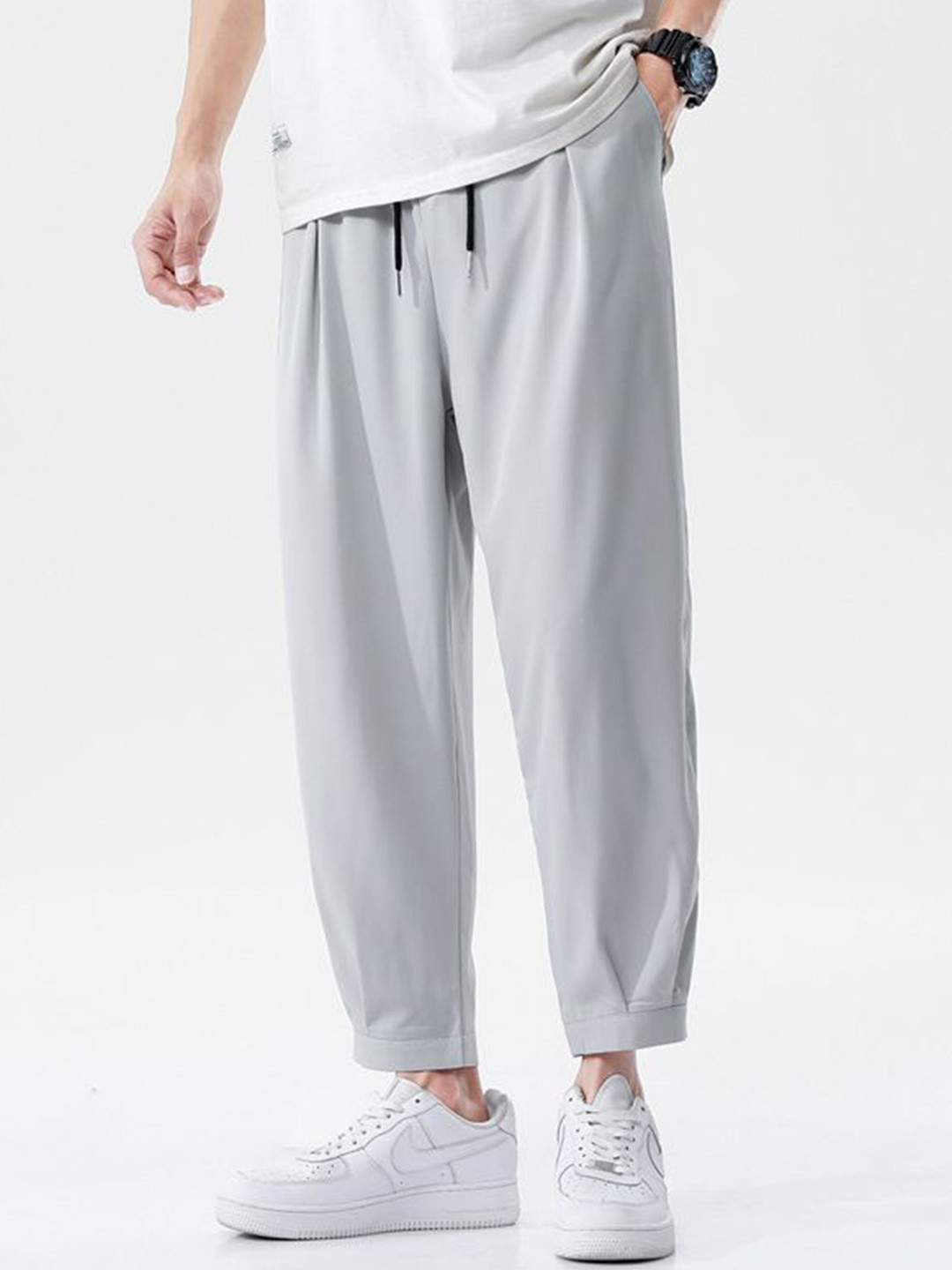 StyleCast x Revolte Men Solid Mid-Rise Easy Wash Trousers