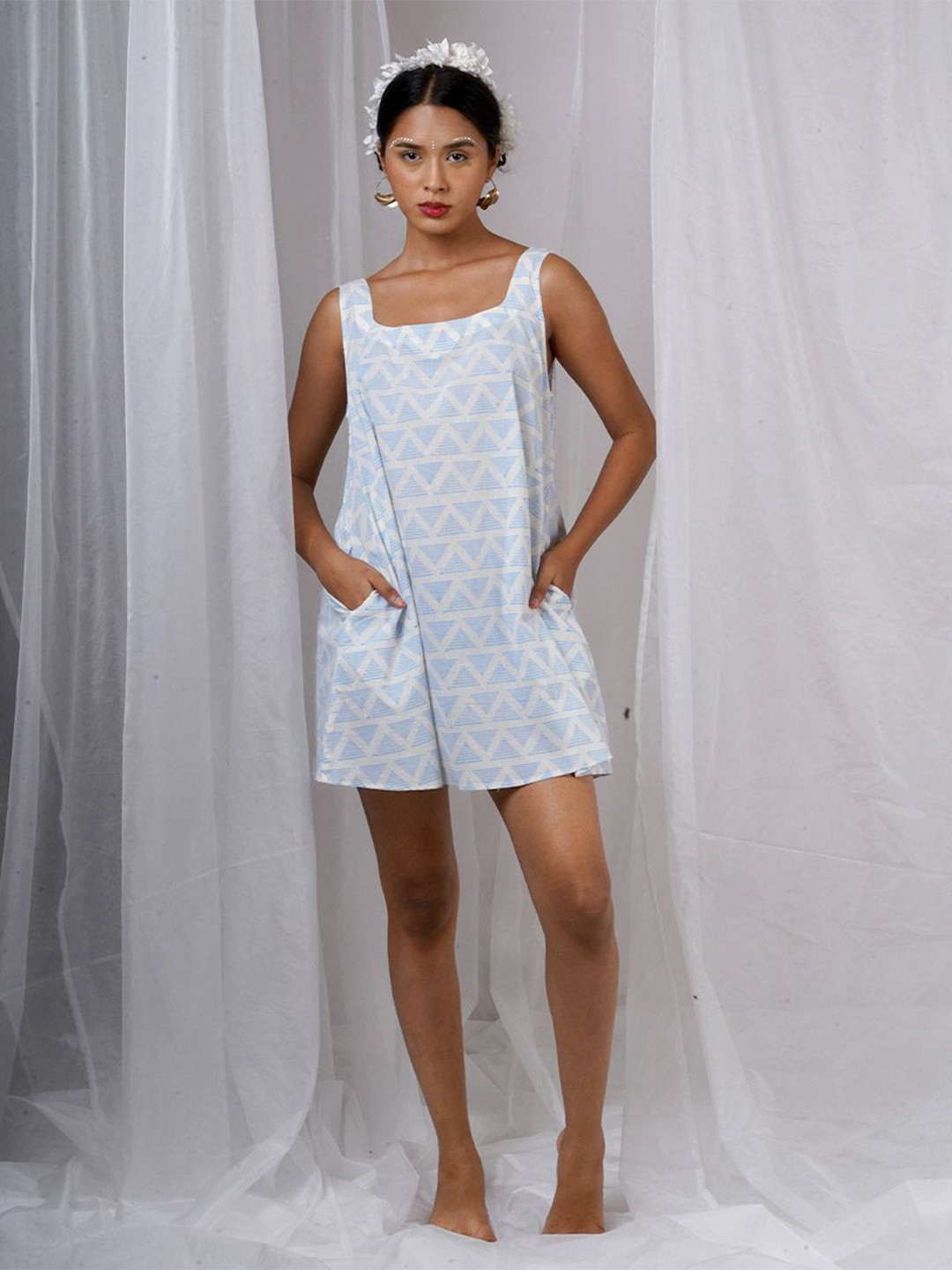 Chidiyaa Hand Block Printed Cotton Above Knee Dress