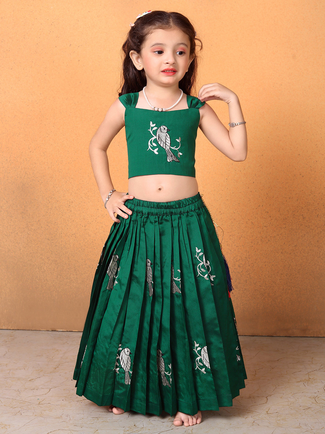 FELIZ THE DESIGNER STUDIO Girls Embroidered Ready To Wear Cotton Lehenga & Choli