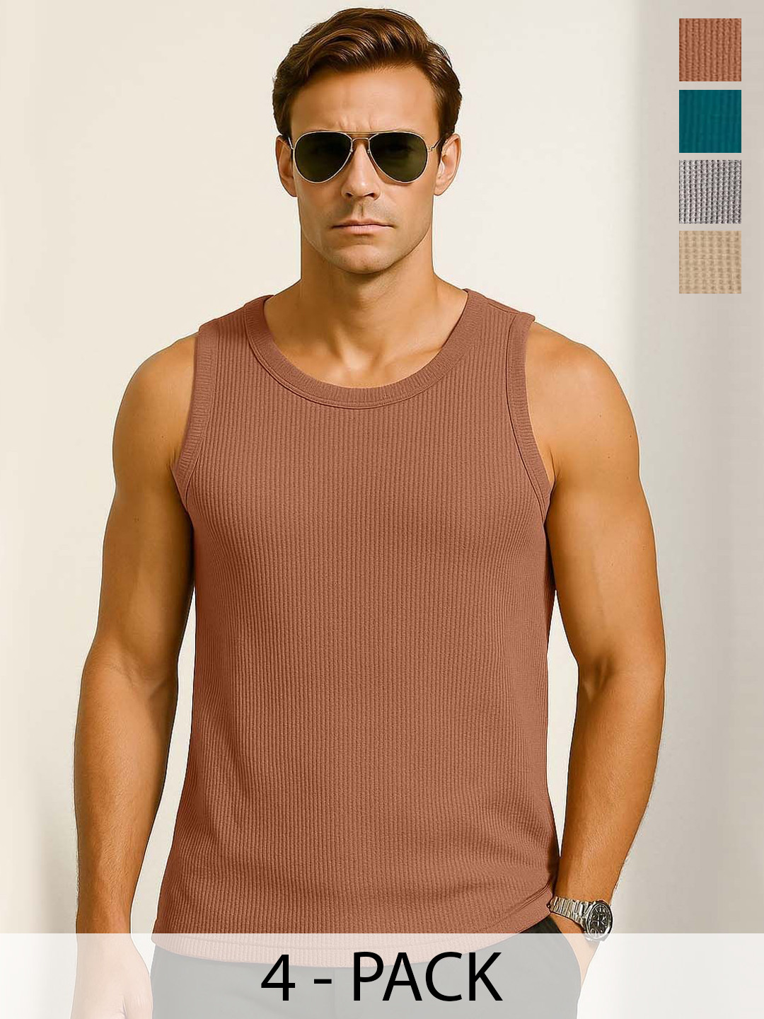 Organic Chics Pack Of 4 Textured Innerwear Vests