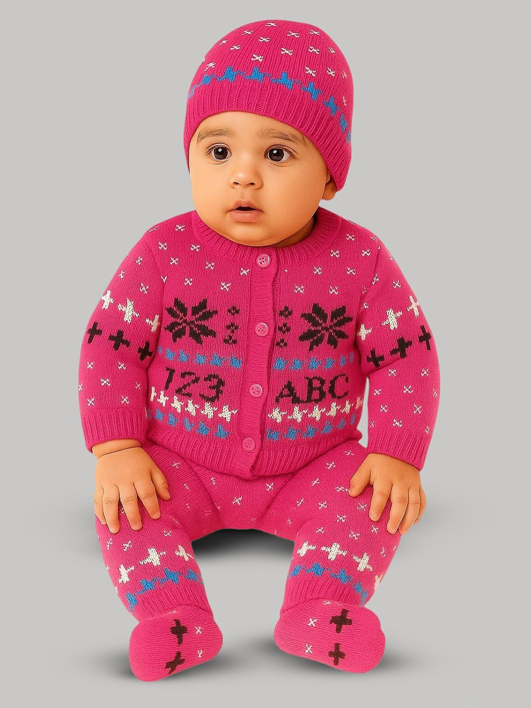 Shakubhar Kids 4-Pieces Self-Design Baby Apparel Gift Set