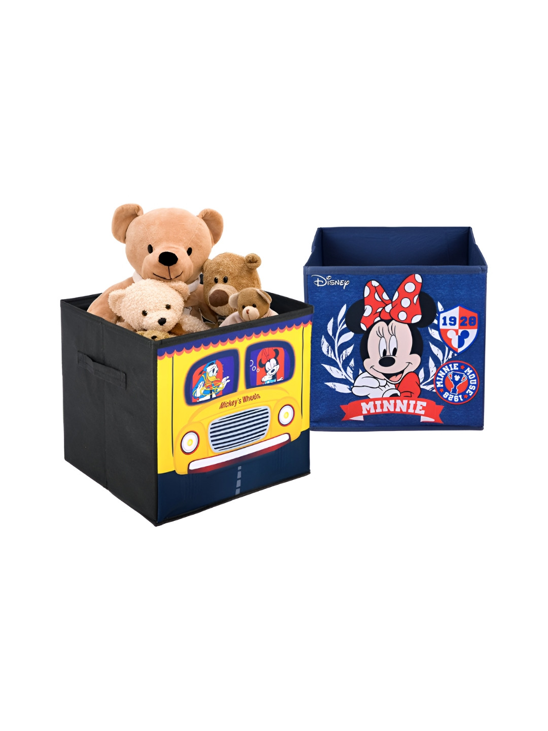 Aura Yellow & Navy Blue 2 Pieces Printed Storage Box Organisers