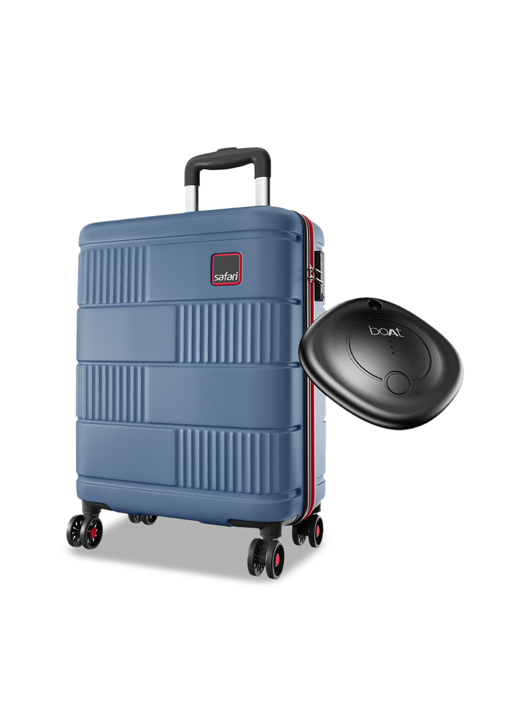 Safari Trackr Textured Hard-Sided Cabin GPS Enabled Trolley Suitcase With Tag